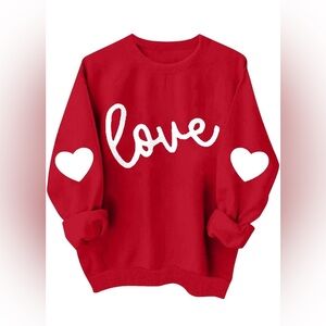 Valentines Day Shirts Women Causal Heart Print Graphic Long Sleeve Oversized